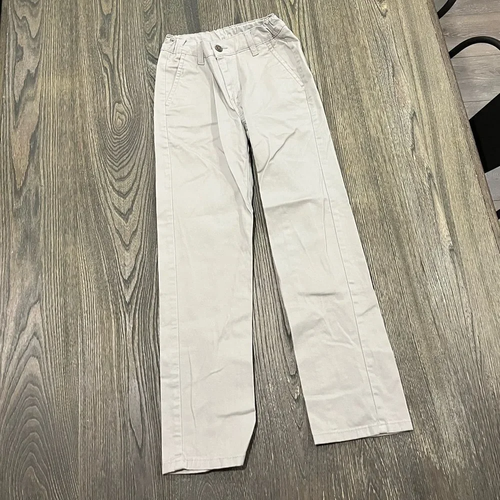 Izod Pants Straight Leg Flat Front Mid Rise Cotton Stretch Chino Khaki Size 10
